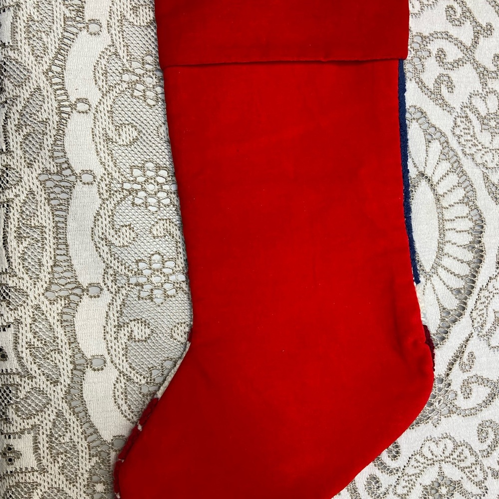 Chenille and Red Velvet Christmas Stocking for Dad - Picture 5 of 8